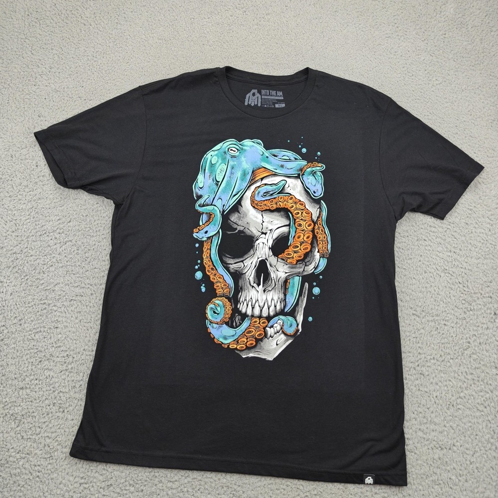 Into The AM Shirt Mens XL Black Octopus Skull Nautical Ocean Graphic Tee